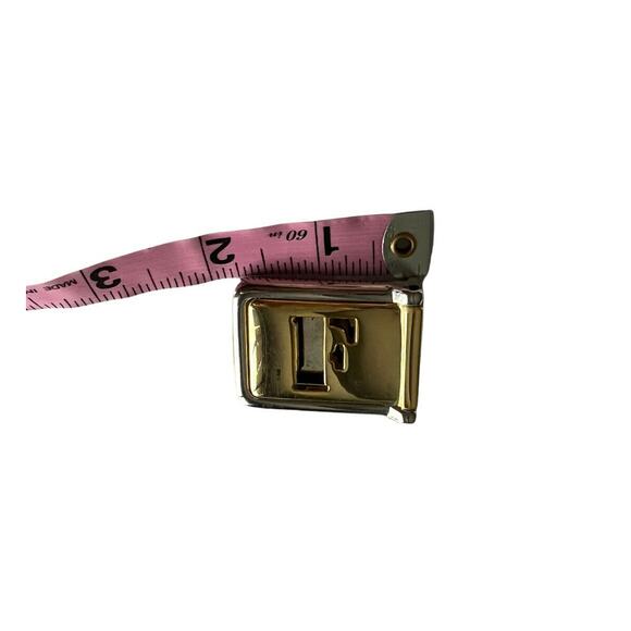 Vintage pat pending Gold Tone Belt Buckle Monogram F Silver Tone Italy - Picture 5 of 7